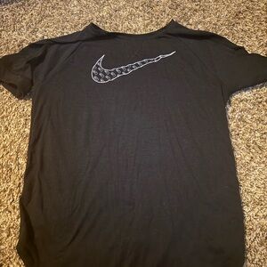 Nike Black Tee with Patterned Swoosh
